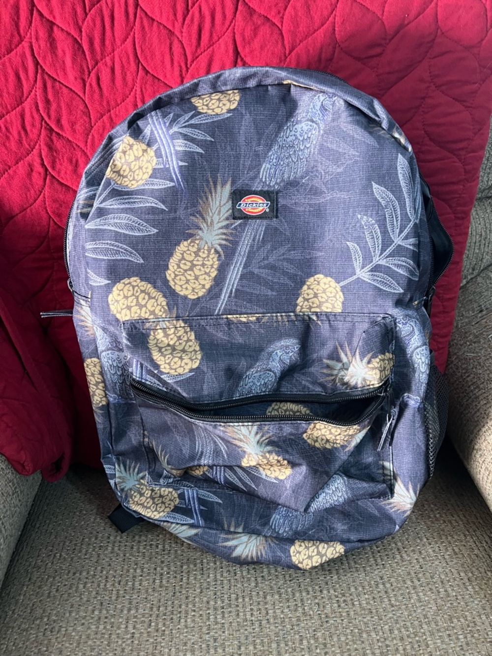 Dickies Navy Backpack with Yellow Pineapple Print